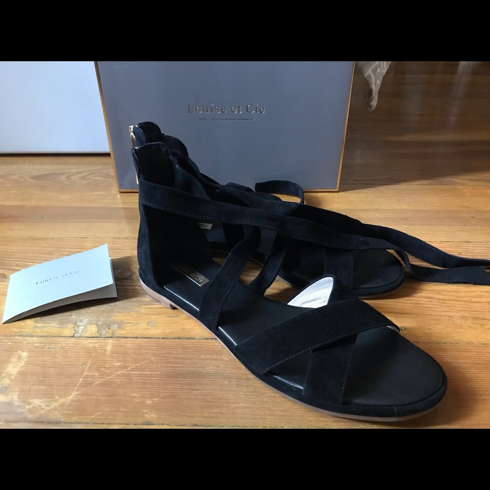 Louise et Cie black suede gladiator flat sandals